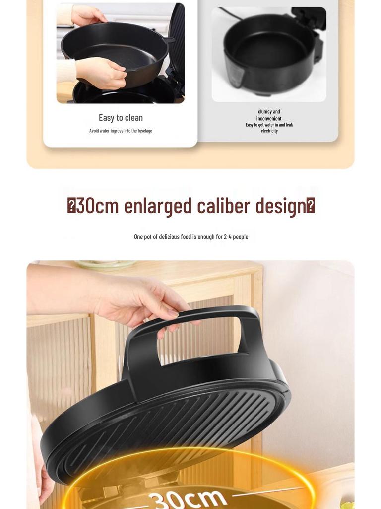 Dual-Sided Electric Pancake Maker with Deepened and Enlarged Design – Detachable, Washable Pancake Pan