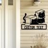 Personalized Metal Cat Wall Art Custom Family Name Sign Rustic Home Decor Housewarming Gift