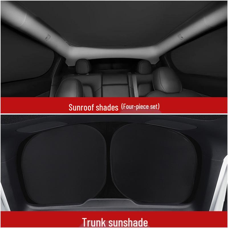 Tesla Model 3/Y/S Sun Visor: Opaque Sunshade for Front Windshield & Side Windows, Privacy Protection for Camping.