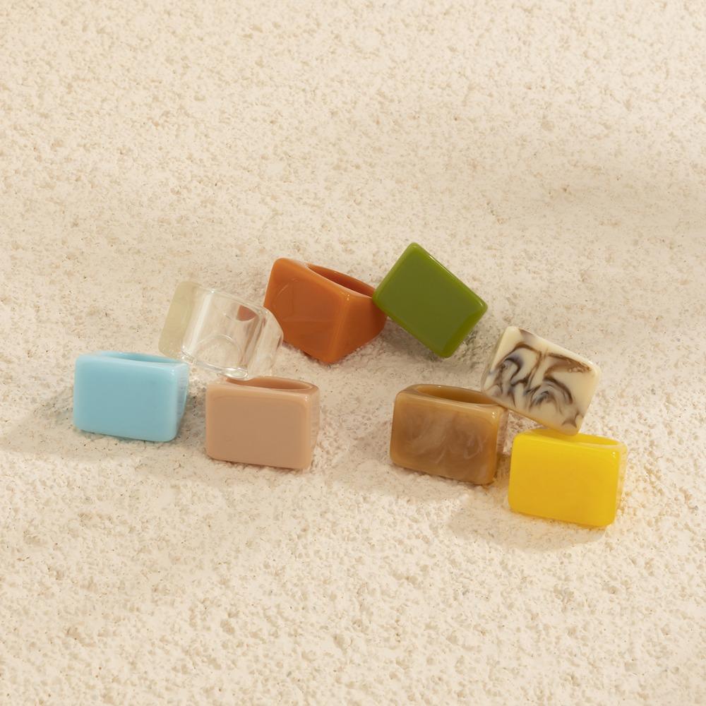 Fashion Geometric Square Ring Simplicity Ring New Colored Acrylic Ring