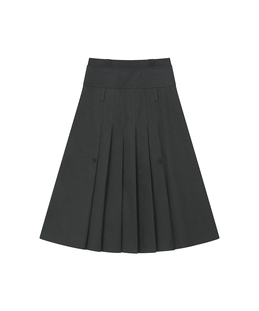 Miseki Seoul Layered Pleats Maxi Skirt Charcoal
