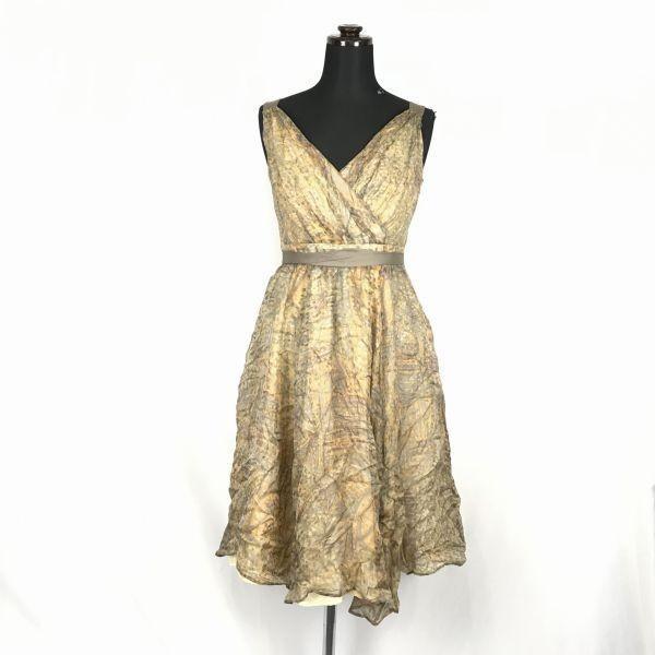 

grace class/Платье без рукавов из 100% шелка/Женский S/36/Коричневый×Желтый/В горошек/