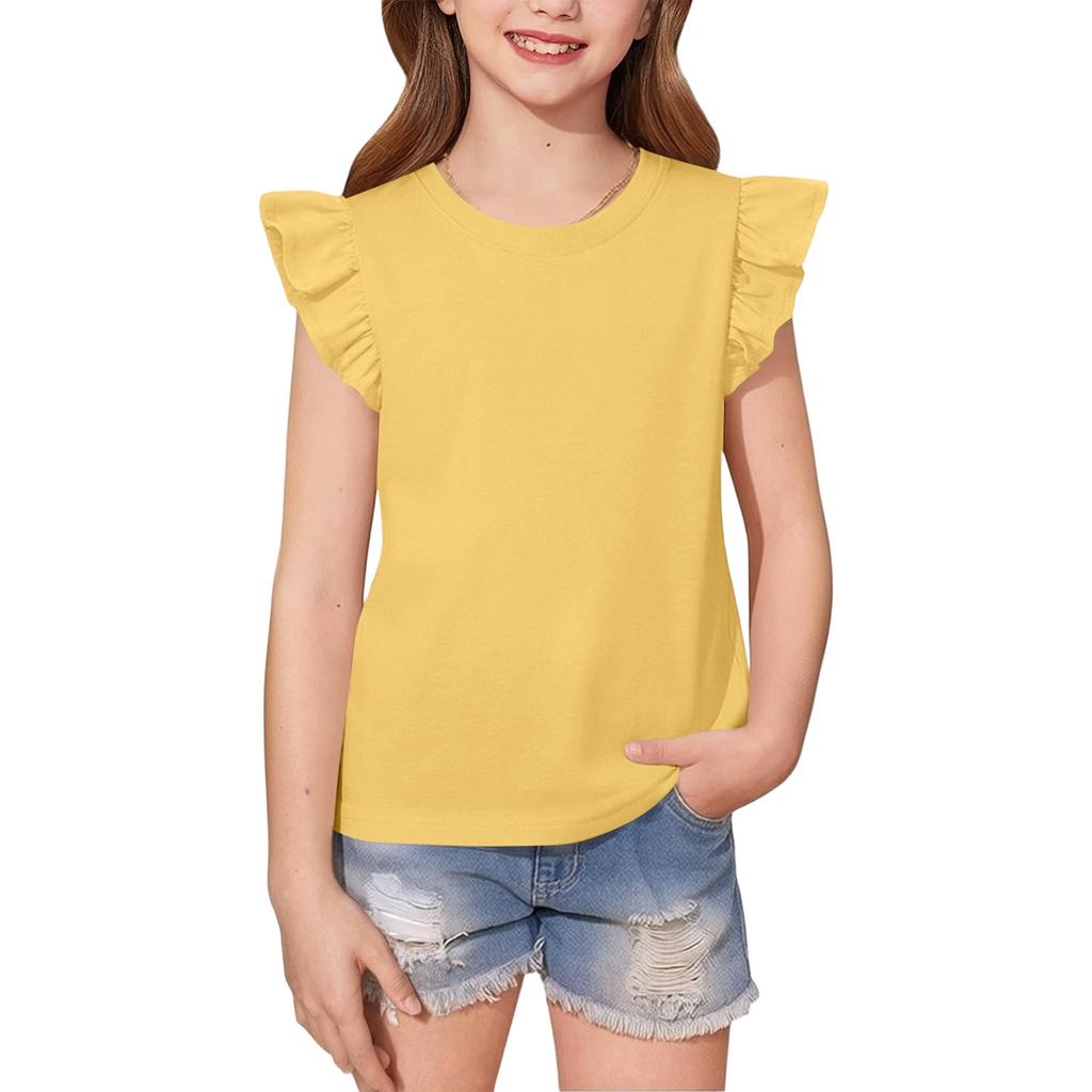 Dziecięca casualowa koszulka z paskami, z rękawami typu "latający rękaw", z okrągłym dekoltem, modny top