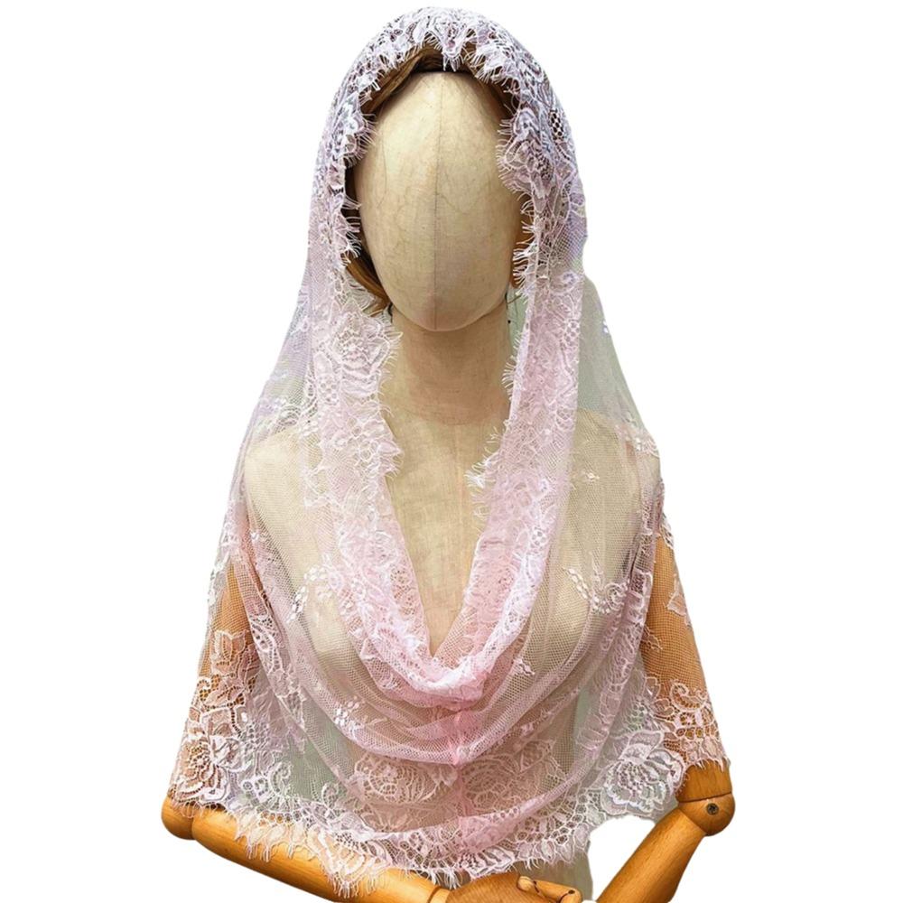 Vintage Style Bridal Headscarf Breathable Muslin Head Covering Lightweight Lace Shawl Guest Look
