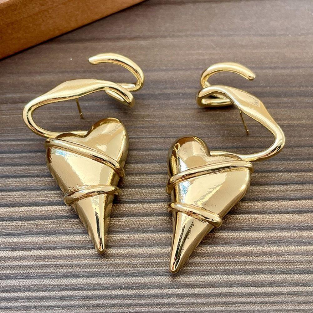 Irregular Metal Eardrop Geometry Exaggerated Earrings Temperament Heart Earrings Women