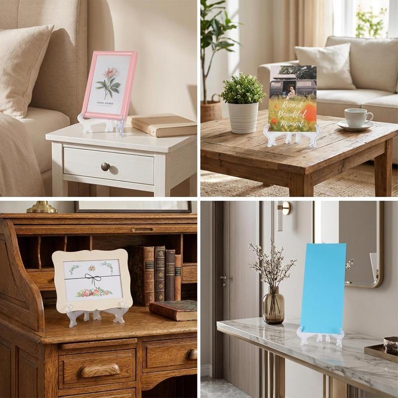 10Pcs Plastic Clear Easels Plate Holders Display Stand Stander Picture Frame Photo Tools