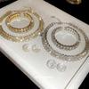 Rhinestone Double Layer Necklace Bracelet Earrings Set - Elegant & Versatile Court Style Jewelry