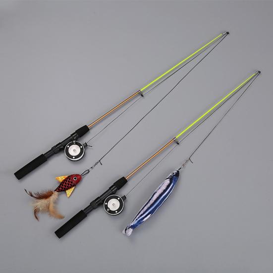 Haustier Katzen Kätzchen Lustiger Teaser Angelrute Einziehbare Rute Katzenminze Fischform Spielzeug