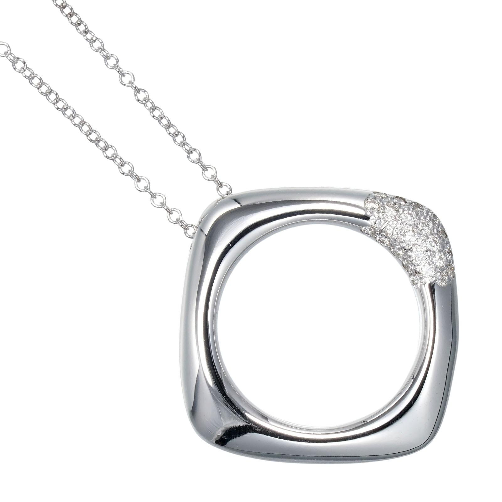 

TIFFANY&Co. Square Circle Necklace K18 white gold/diamond 8.8g Women Used