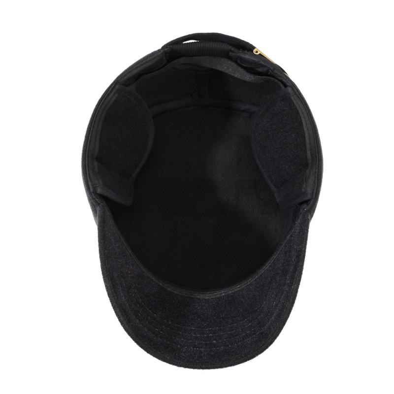 Autumn Winter Middle-Aged Hat Men's Cotton Flat Top Ear Protection Warm Baseball Cap