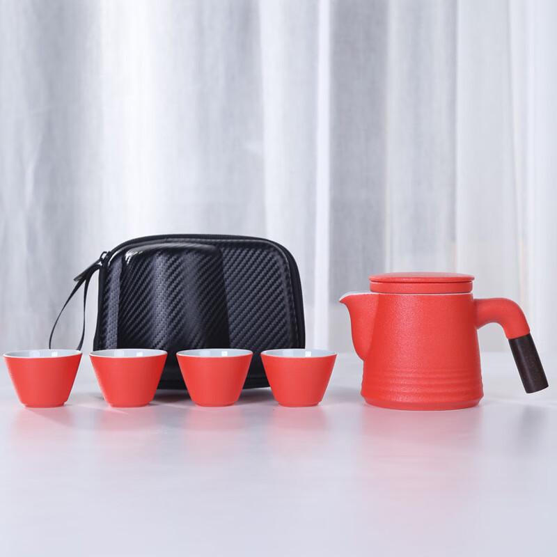 

Nordic Ceramic Travel Tea Set with Wooden Handle