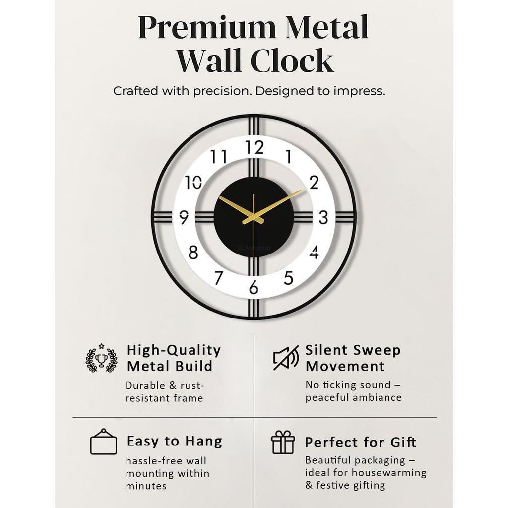 Designer Big Wall Clock for Living Room Stylish Latest Modern | Silent Wall Clock for Bedroom | Luxury Premium Fancy Antique Unique Metal Wall Watch