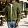 Klassischer Amerikanischer Stil Herren Außenbekleidung Waffelstrick Reißverschluss Jacke, Langarm Umlegekragen Moderne Truckerjacke Lässiger Cardigan Sweatshirt,
