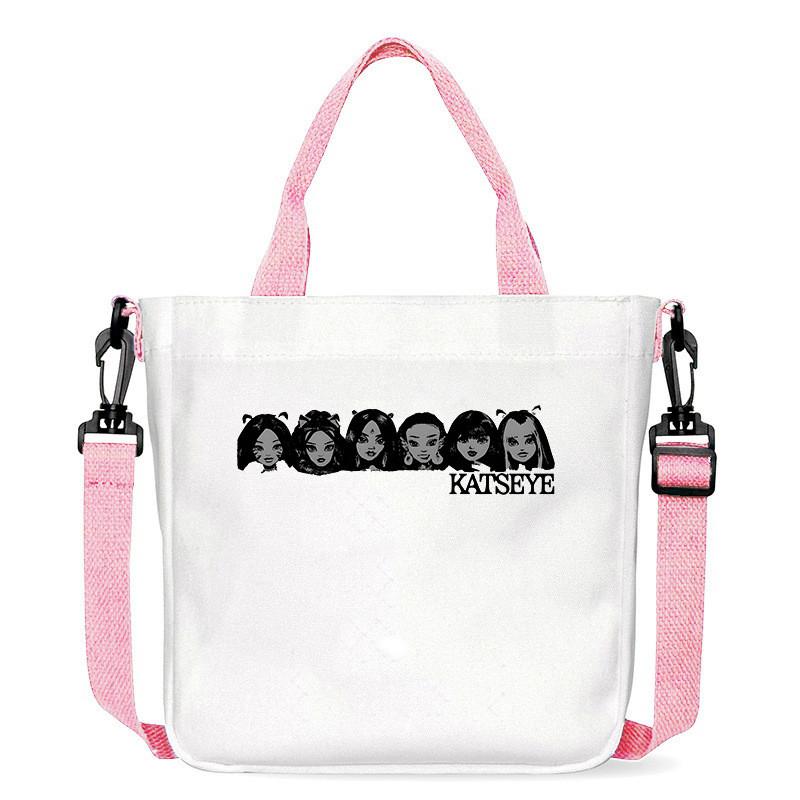 KATSEYE Printed Crossbody Bag Casual Canvas Shoulder Large Loose Bags 23 x 23 x 5CM