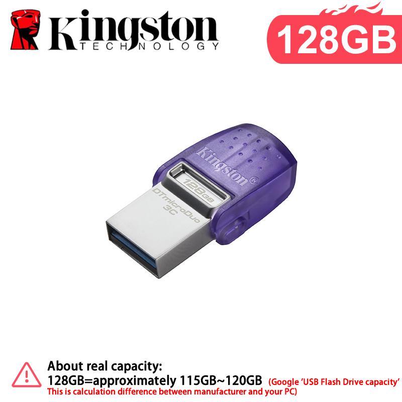 Kingston 128GB OTG Flash-Speicherstick USB 3.2 Typ-C USB-Flash-Laufwerk OTG 64GB 256GB Bis zu 200MB/s USB-A/USB-C DTDUO3CG3 Für PC/iPad/Telefon