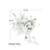 Bright Rose and Peony Faux Stem Bouquet Elegant Hand-Tied Silk Flower