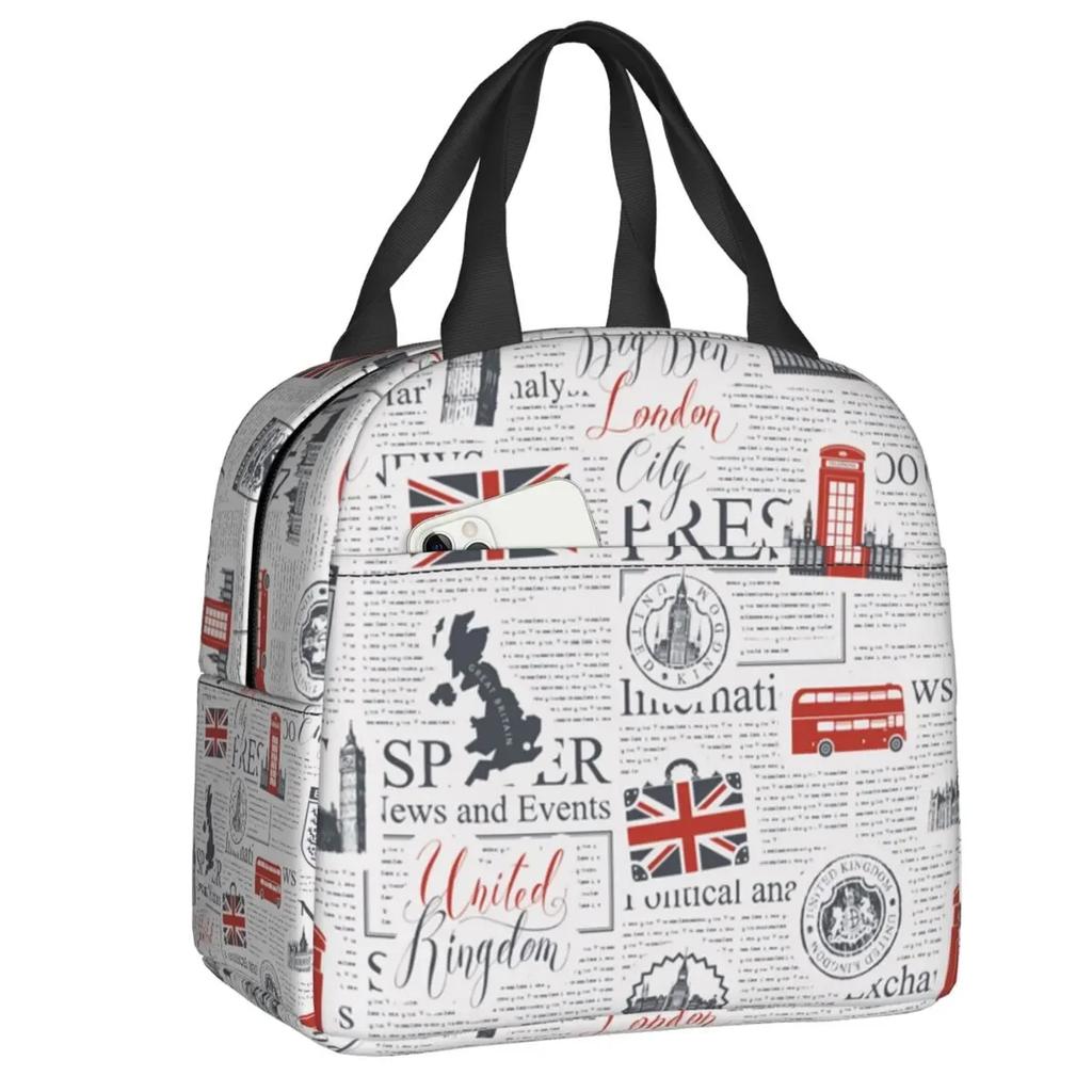 Lunchbox für Damen mit britischer Flagge und britischem Symbol, wasserdicht, Thermo-Kühltasche für Lebensmittel, isoliert, für die Schule, Picknick-Tragetaschen