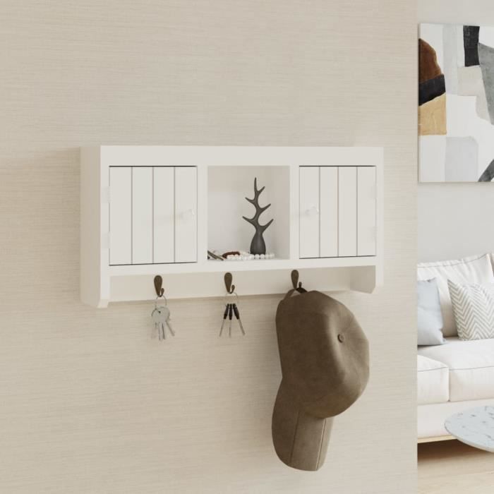 350631 vidaXL Armoire à clés Blanc 40x8,5x20 cm Bois d'ingénierie et acier