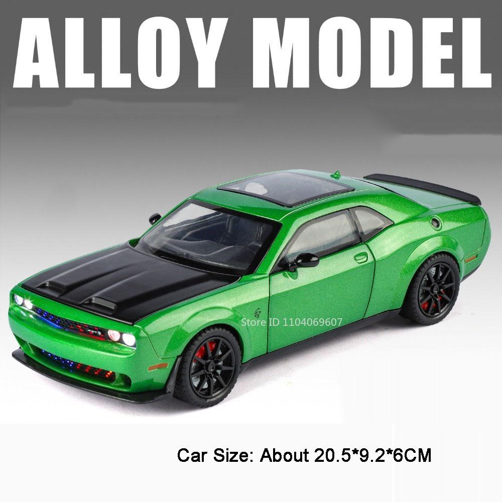 1:24 Charger SRT Hellcat Toy Car Model Wheel Steering Shock Absorption Sports Cars Models Toys Collectible Item for Kids