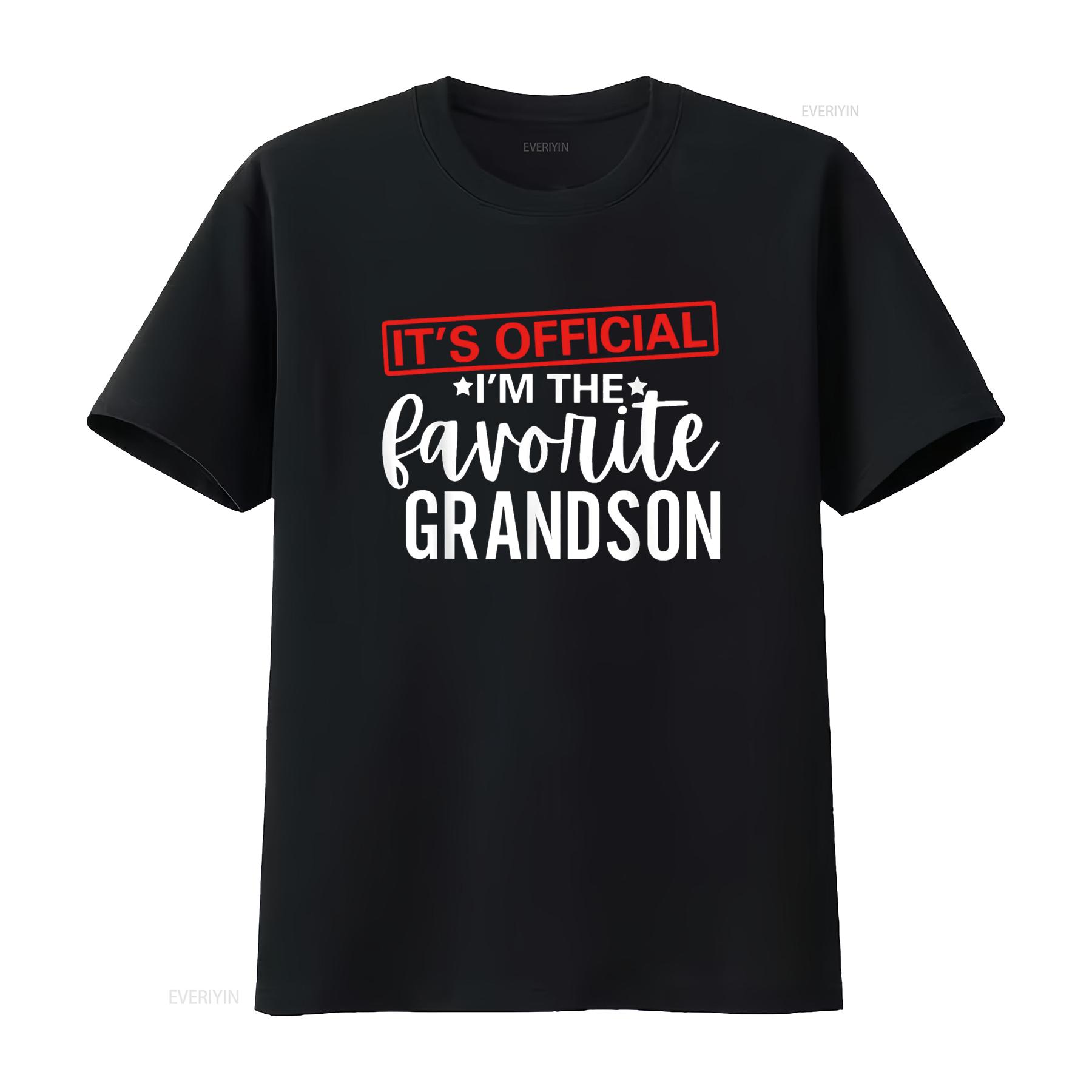 

It s Official I m The Favorite Grandson Kids s Grandpa T Shirt vintage Washed Stretched Top For Everyday Wear Casual graphic 4XL