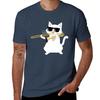 Cat Playing Trombone Tshirt Breathable Basic Cotton Tshirt