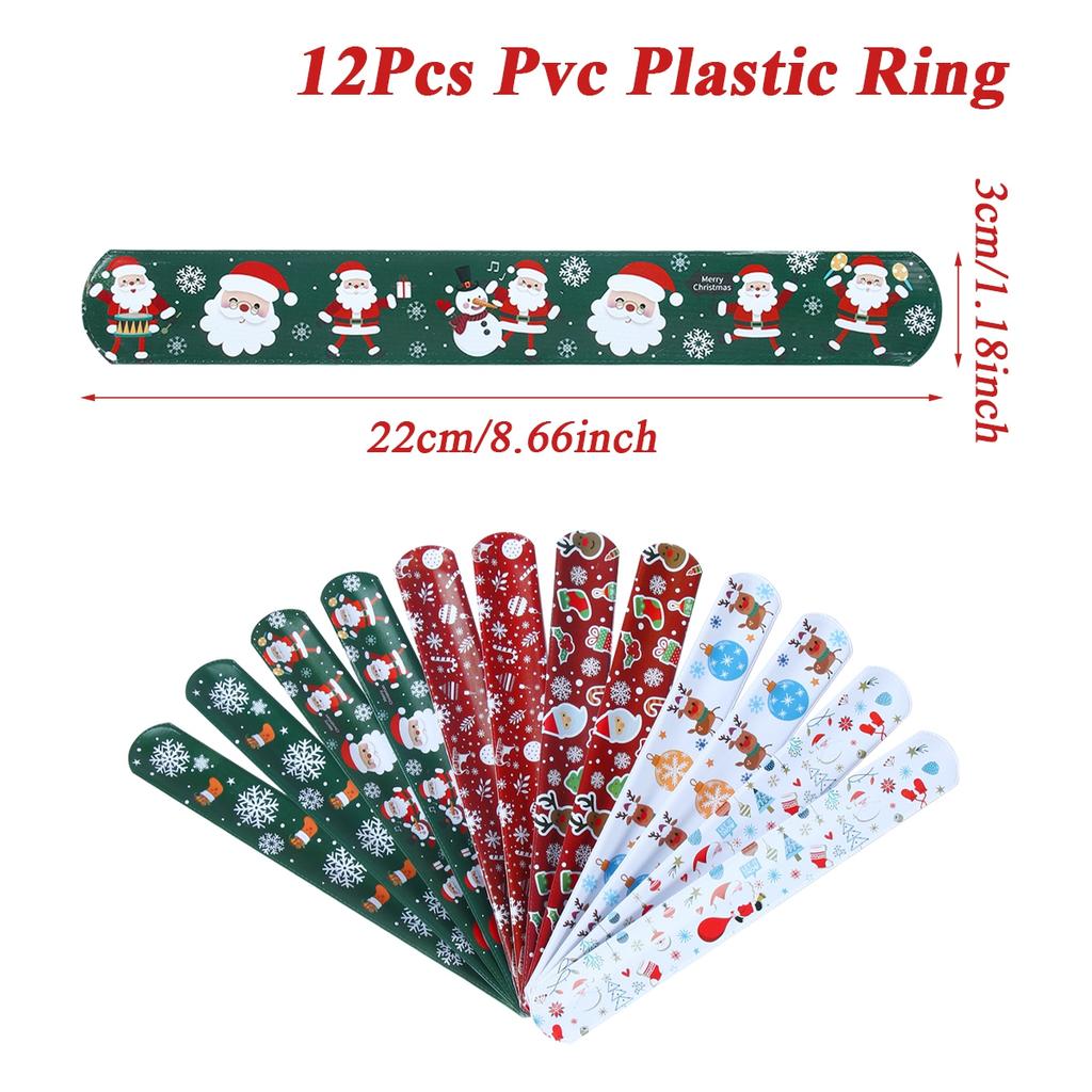 12pcs Christmas Santa Claus Papa Circle Bracelet Christmas Decor for Home 2026 Favor Gift Xmas Ornament Navidad Noel New Year