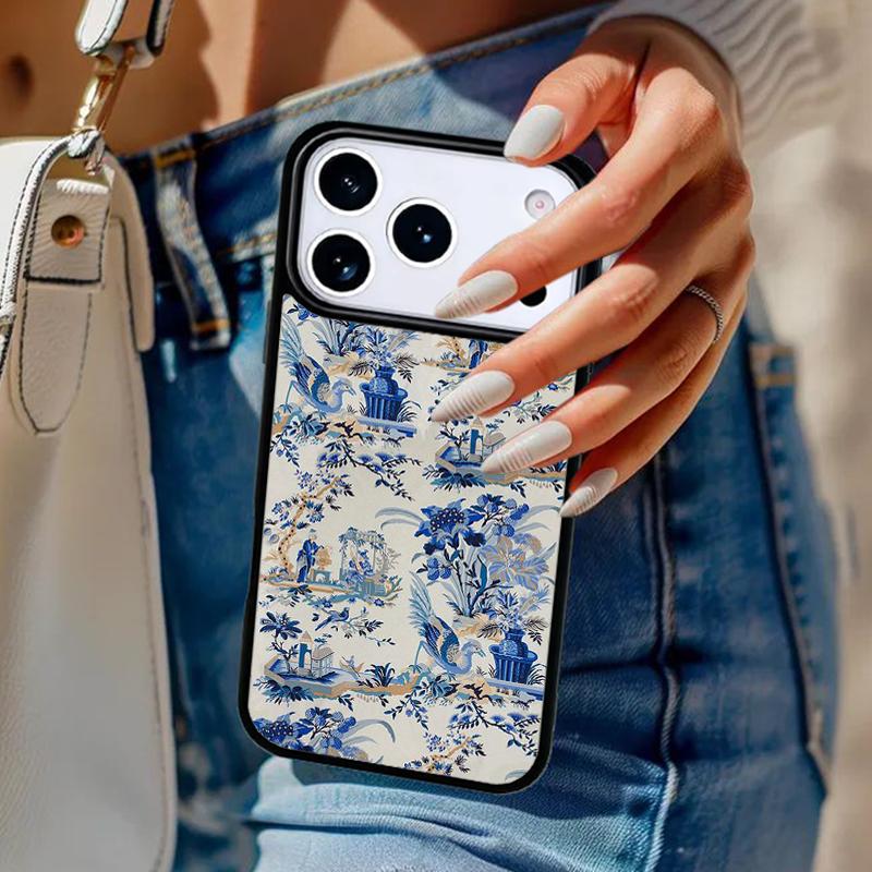 Blue And White Porcelain Phone Case For iPhone 17 Air 14 15 13 12 Max Cover For Apple 14 15 16 16e 11 Pro Max Plus Coque