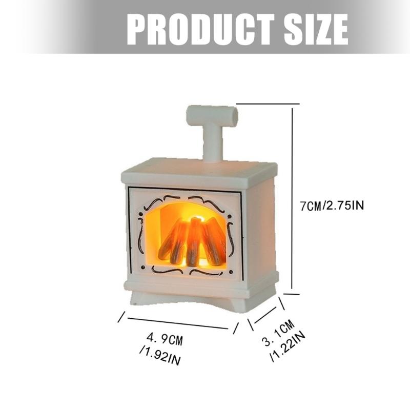 1/12 Doll House Fireplaces Lamp with Life like Flickering LED Flame Effect Scene Display Accessory Minaiture Furniture