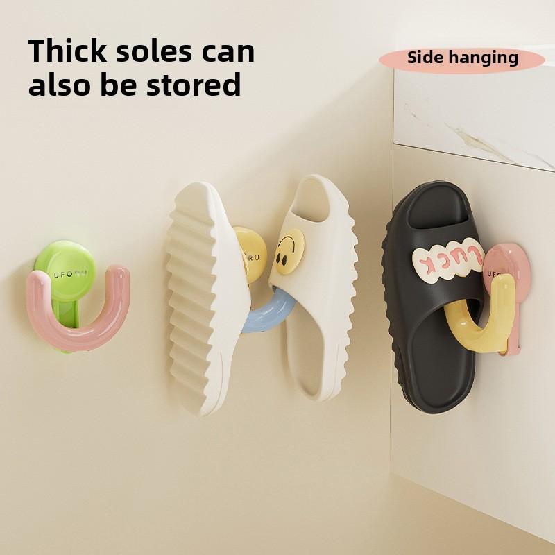 Suction Cup Slippers Rack Vacuum Press Strong Punch-free Hook Bathroom Door Suction Cup Sticky Hook Slippers Rack