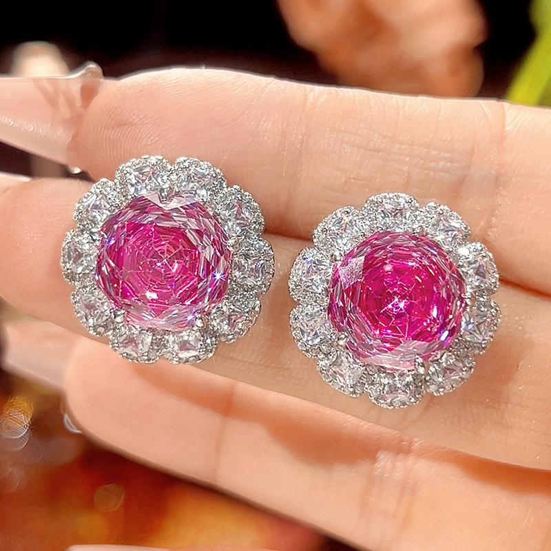 

Autumn and winter new Huabi jewelry copper bottom gold-plated simulated rose red high-end color treasure set main stone 18-16m