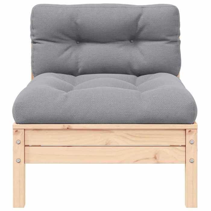 Salon de jardin modulaire - MAISON EXCLUSIVE - 3 pièces - Pin massif - Coussins gris - Modulable