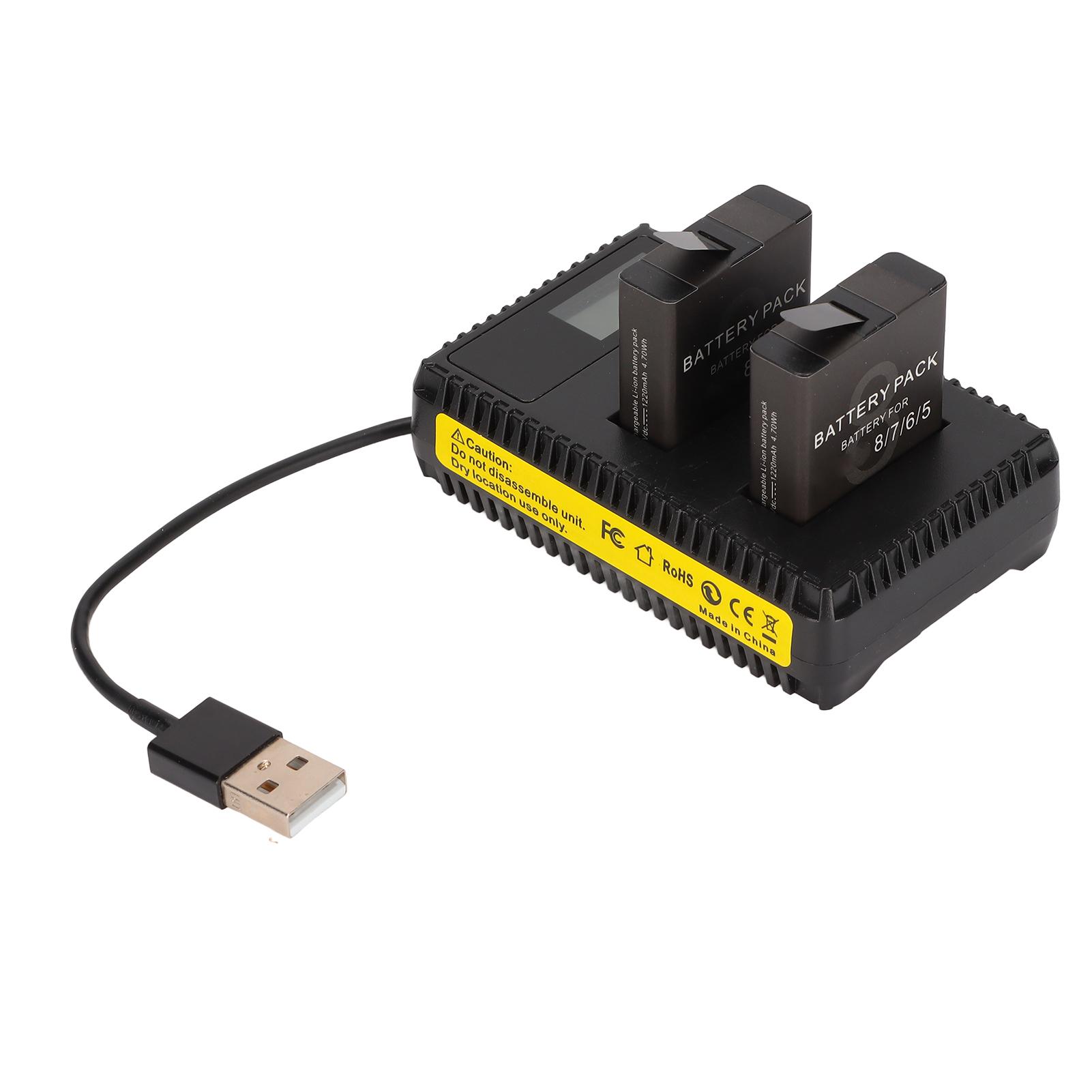 

Двойное зарядное устройство для камеры, безопасное и стабильное двухканальное зарядное устройство USB с ЖК-дисплеем и 2 аккумуляторами для