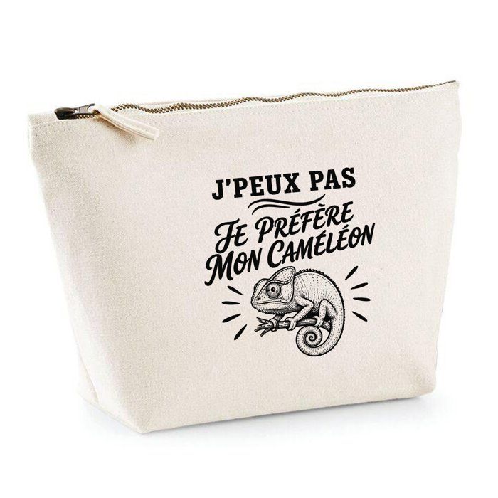 Trousse de toilette - PLANETEE - J'peux pas minimaliste - 100% coton beige - 3 L (28×19×9 cm) - Zip métal & impression DTG