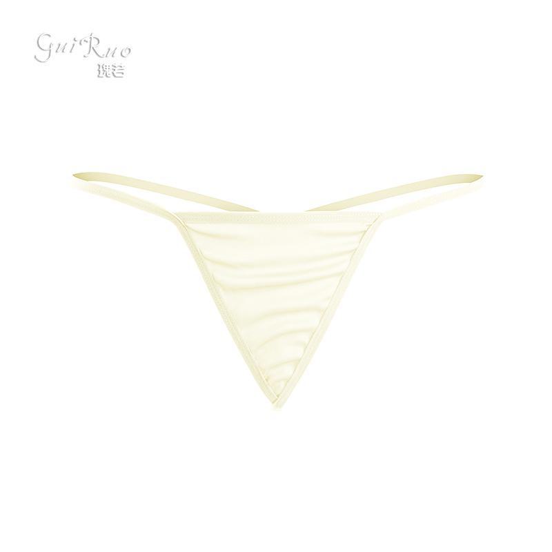 Guiruo Dame Satin Thong - Sexy, Lav midje, Tynn stropp, Ensfarvede truser P28
