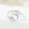 Orstarry   Copper Peak Bird Flower Opening Ring For Women Original Finger Ring Jewelry Party Fine Trendy Gifts