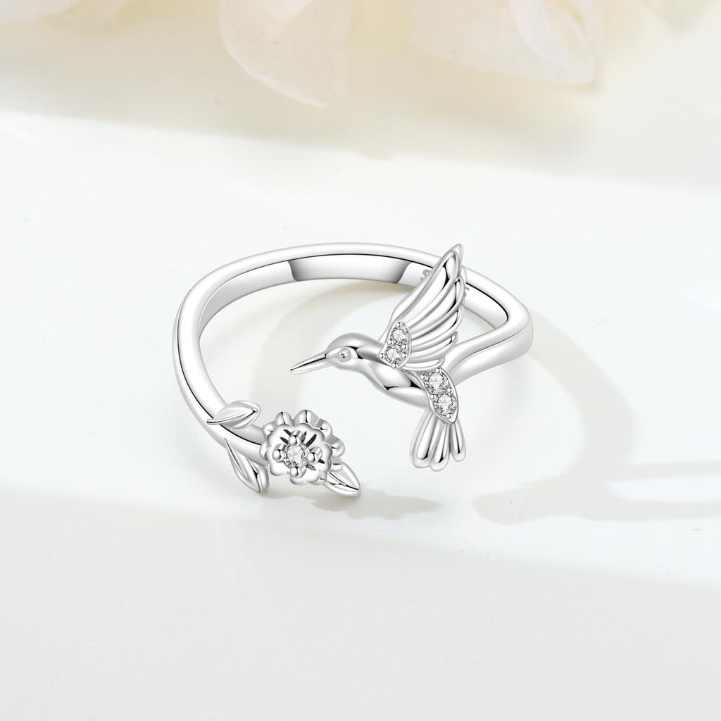 Orstarry Copper Peak Bird Flower Opening Ring For Women Original Finger Ring Jewelry Party Fine Trendy Gifts