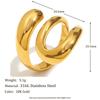 MamacitaSlay Minimalist 18K Gold Plated Stainless Steel Hollow Out Open Ring New Design Waterproof Jewelry Women's Charm Gift