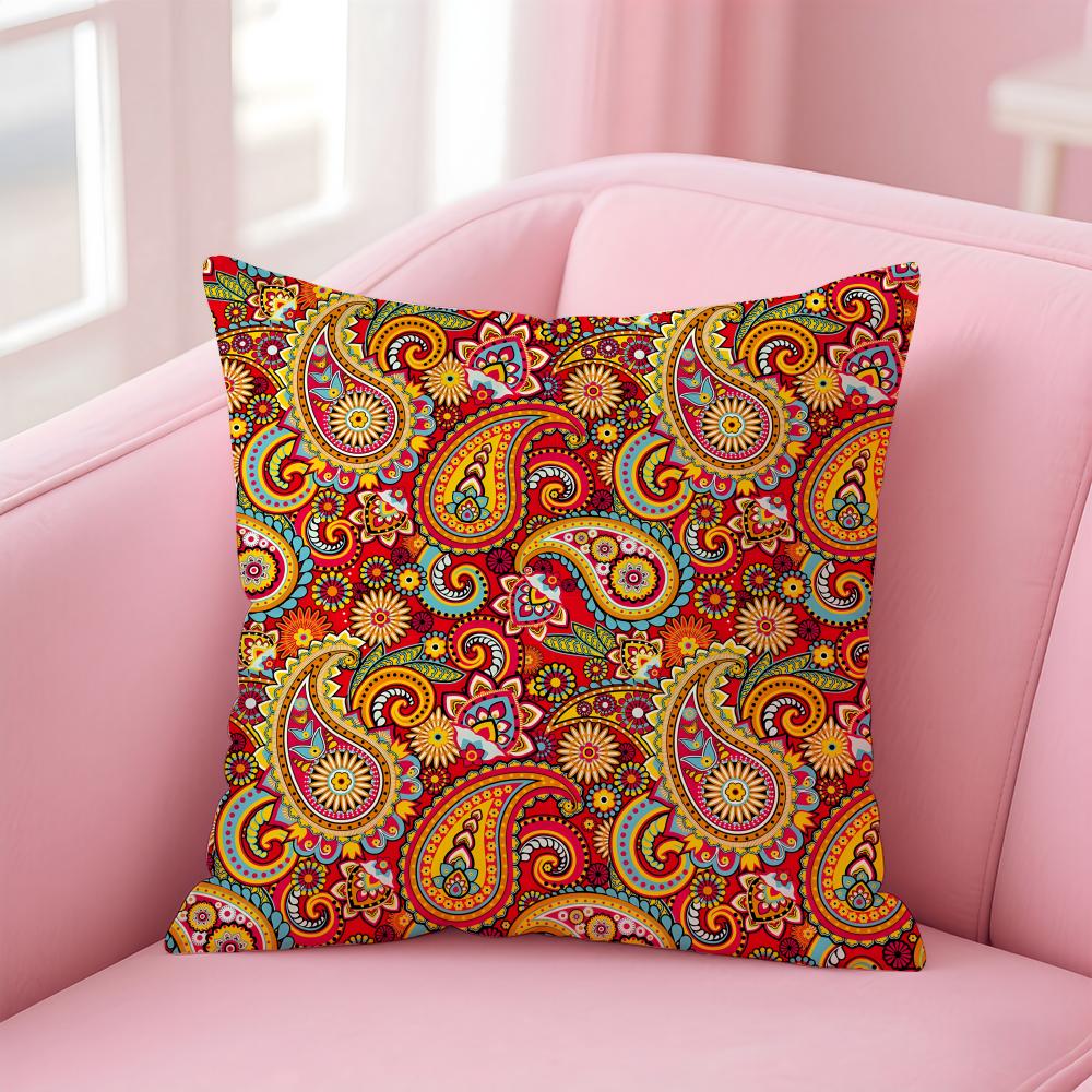 Classic Luxury Paisley Walnut Flower Pattern Cushion Cover Pillowcase Short Plush Invisible Zipper Room Sofa Cushion Cover