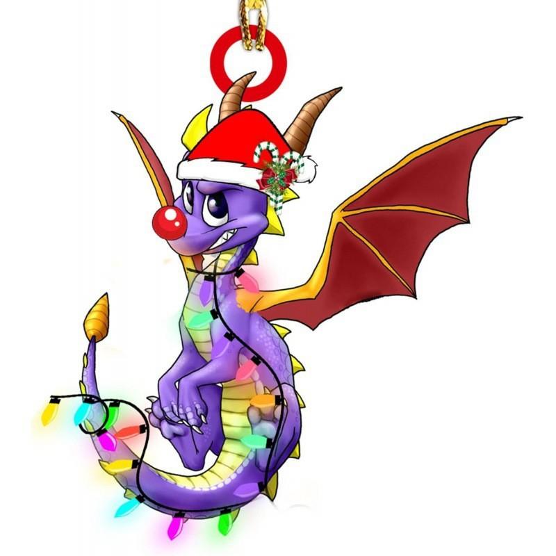 Festive Cartoon Style Acrylic Dragon Car Ornament For Vibrant Christmas Decor