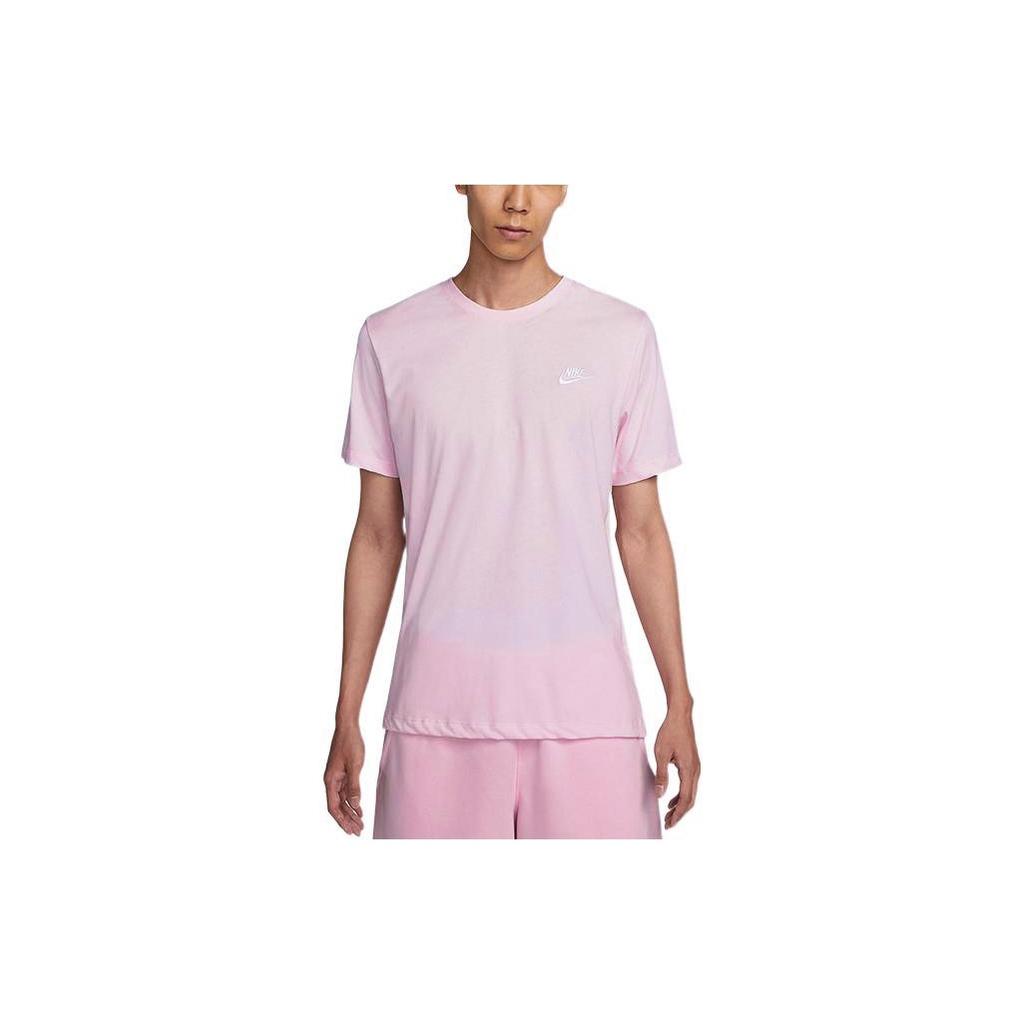 Nike Embroidered Logo Knit Crew Neck T-Shirt Men Tops Pink AR4999-665