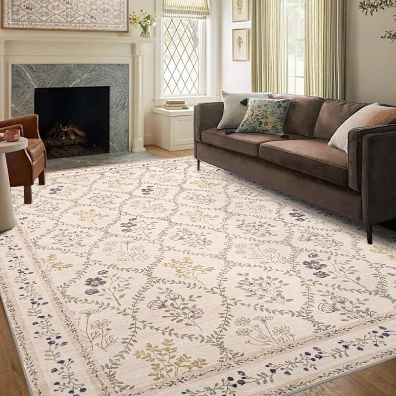 Rugs For Bedroom Pink Flowers Living Room Carpet Non-Slip Machine Washable Large Rug Home Decorative Sofa Coffeetable Floor Mat