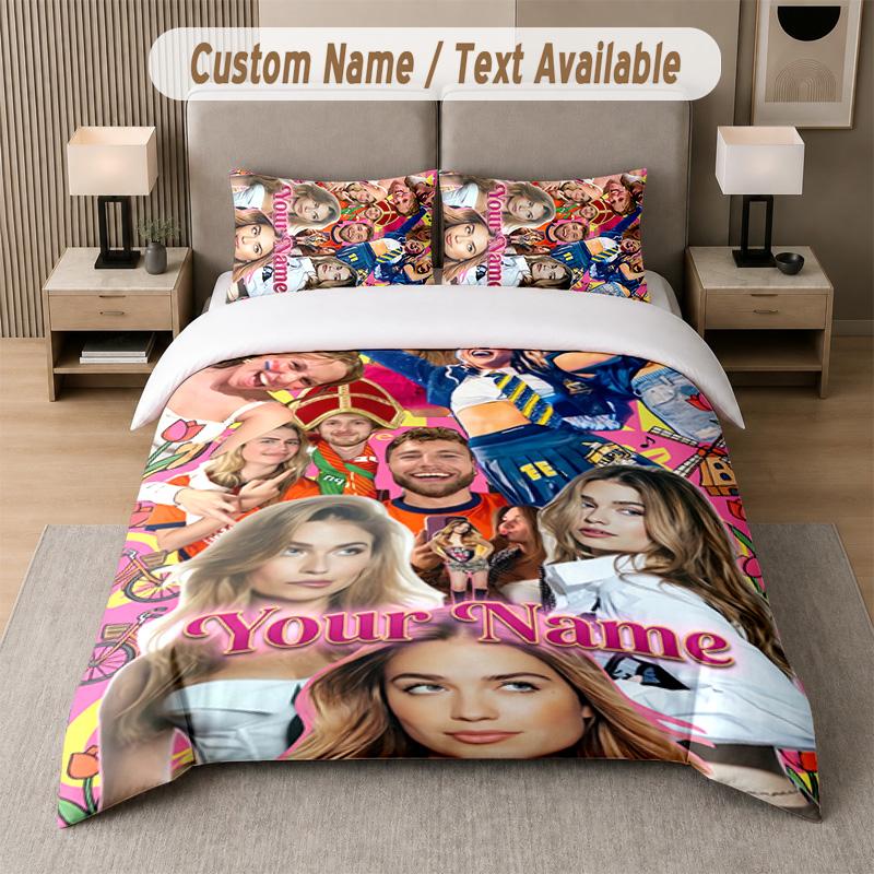 Roxy Dekker 3Pcs Bedding Set, Personalized Custom Name Text, 1 Duvet Cover & 2 Pillowcases For Bedroom