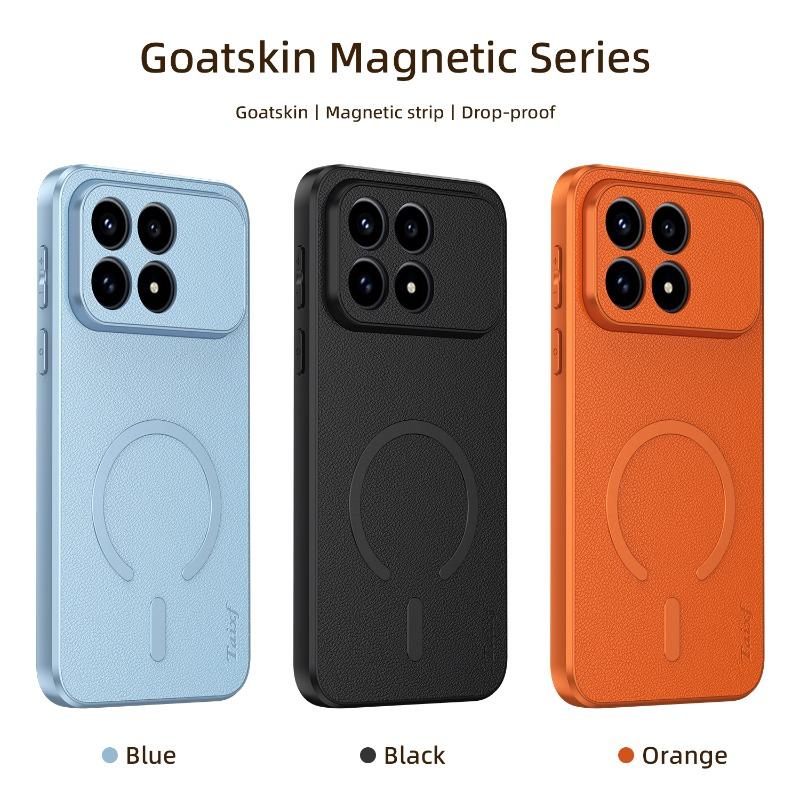 Custodia di Ricarica Wireless in Pelle di Capra per xiaomi POCO F8 Pro F8 Ultra X8 PRO MAX M8 PRO MAX Striscia Magnetica Integrata Copertura Protettiva