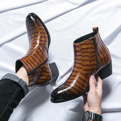 Botas de tobillo cómodas retro de marca para hombre con cremallera lateral, calzado de ocio para caminar, botas básicas, botas Chelsea de cuero casuales de moda para hombre