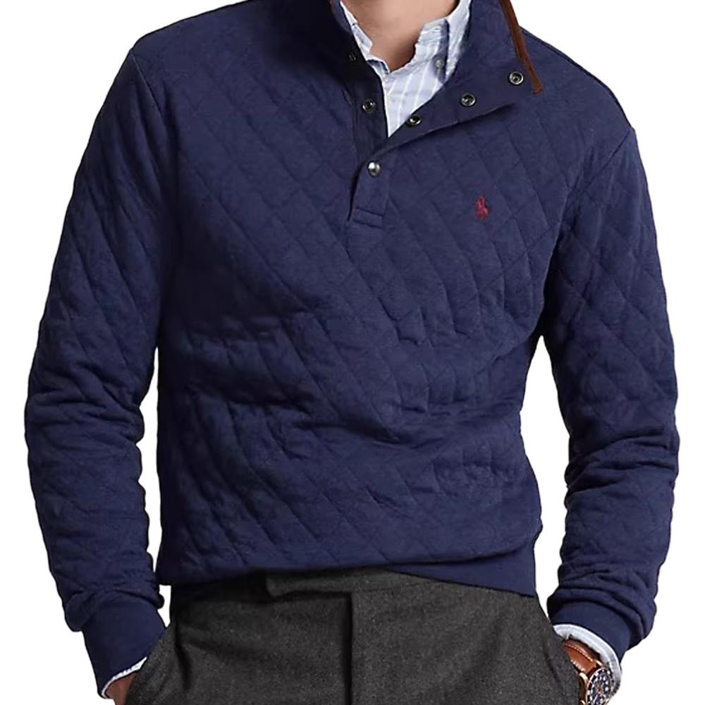 Polo Ralph Lauren SS23 Solid Color Small Pony Embroidered Diamond Pattern Pullover Long Sleeve Sweatshirt Men Sweatshirt Blue 710916640-001