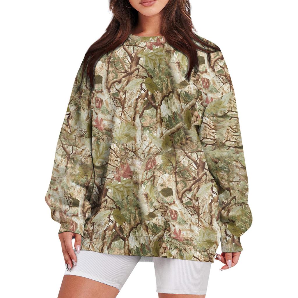 Sudadera con cuello redondo y manga larga con estampado vintage informal para mujer
