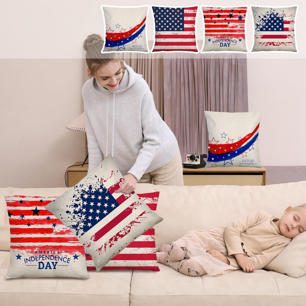 18 IN Independence Day Pillow Memorial Day Patriotic Pillowcase Decoration Independence Day Decorative Pillow