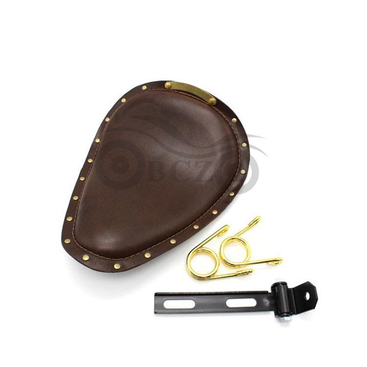Harley Cruiser Retro Bronze Studded Leather Motorcycle Seat Set