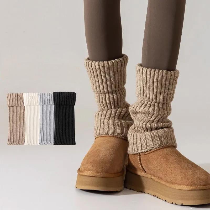 Winter Fashion Boot Socks, Cozy White Slouchy Knit Cuffs to Style Your Snow Boots, Versatile Leg Warmers for Cold Weather