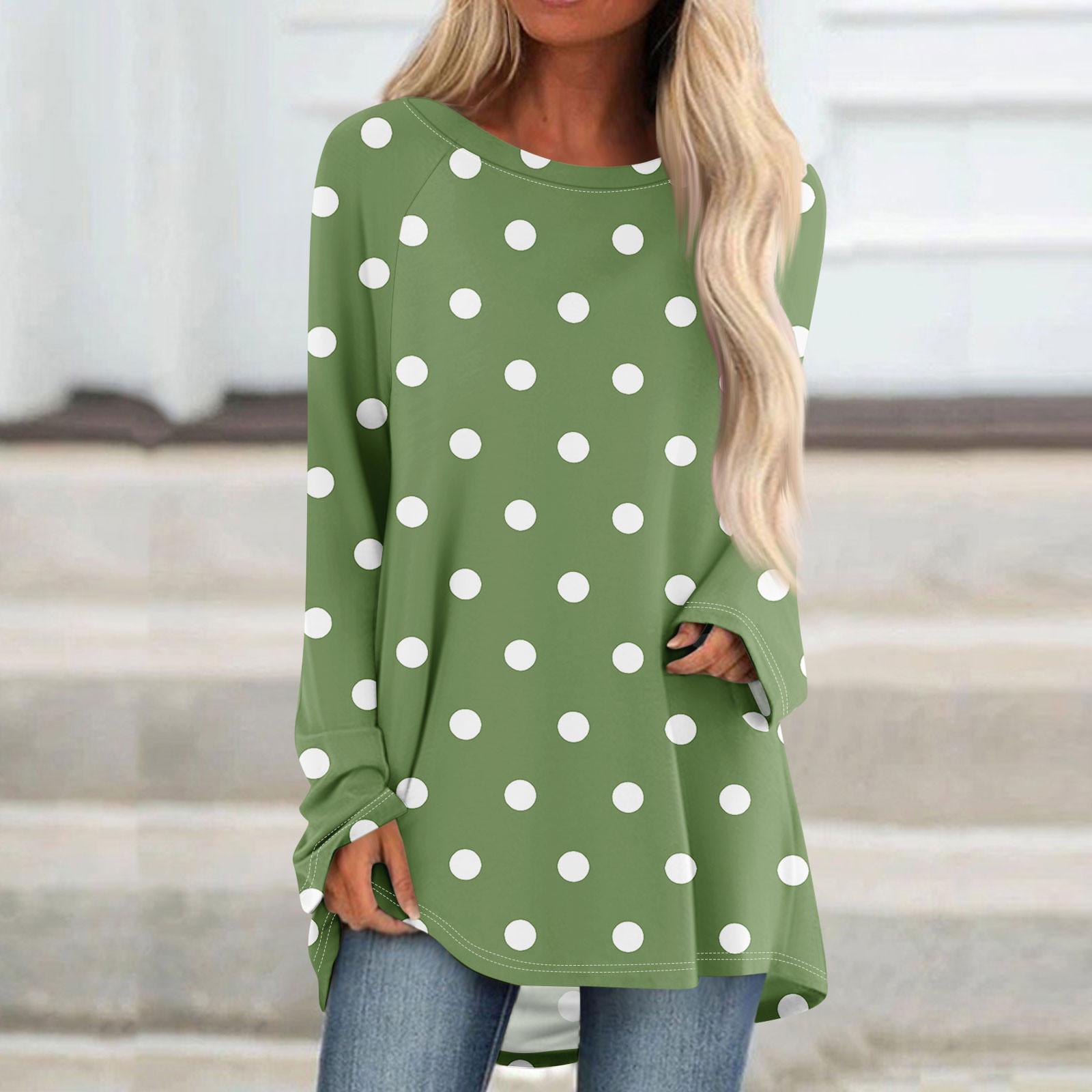 Женский модный свободный пуловер средней длины с круглым вырезом и принтом — фото 9